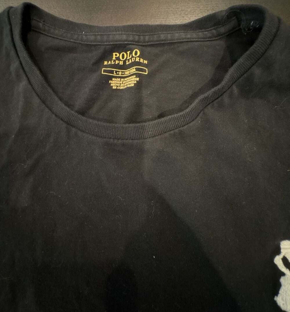 Polo Ralph Lauren Men's Black T-Shirt with White Big Pony Logo Size L